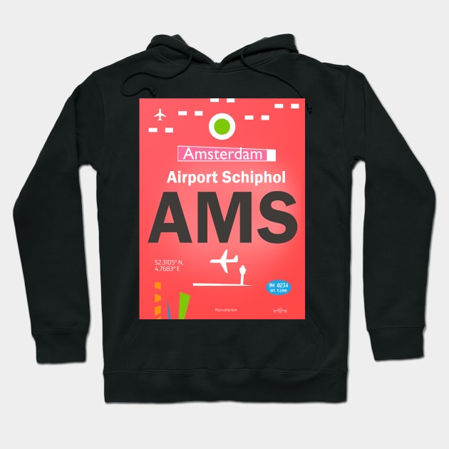 AMS Amsterdam Airport Schiphol Hoodie by Woohoo